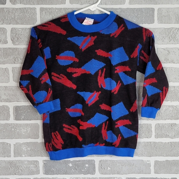 Names Made in USA Vintage Youth Abstract Camo Sweater Youth Size 5 / 6 - 13 - Picture 7 of 9